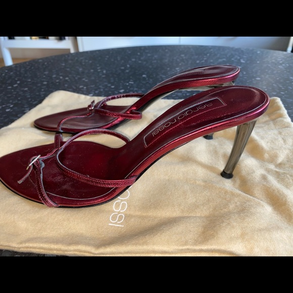 Sergio Rossi Red Iridescent Sandals Size 37 - Picture 5 of 7